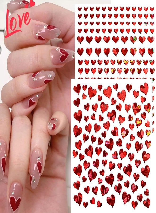 SPLOCUDU 8 Sheets Heart Nail Art Stickers,Valentine's Day Nail Stickers 3D Self-Adhesive Nail Decals, Heart DIY Manicure Decoration Supplies Accessories for Women Girls - Image 2